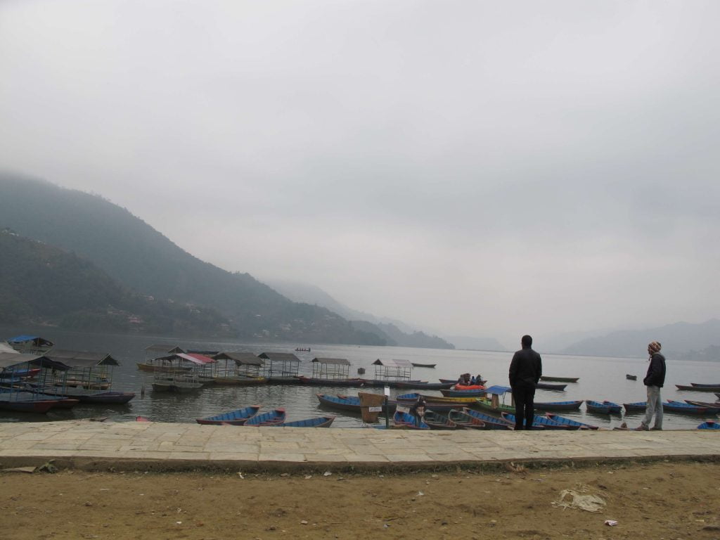 Boats Parked In Fewa Lake