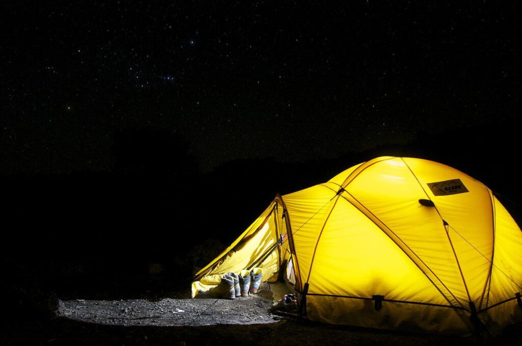 Camping at night