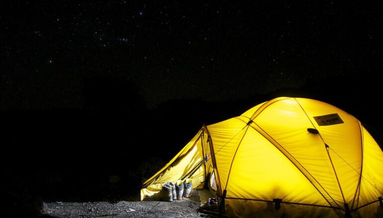 Camping at night