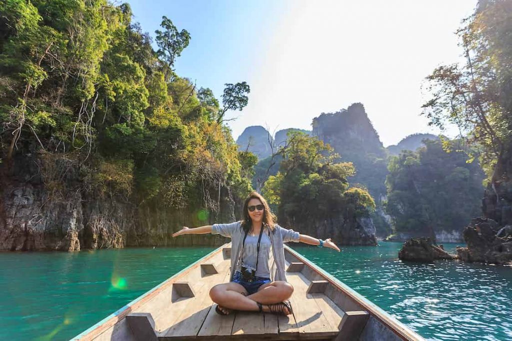 A Woman sitting on a boat