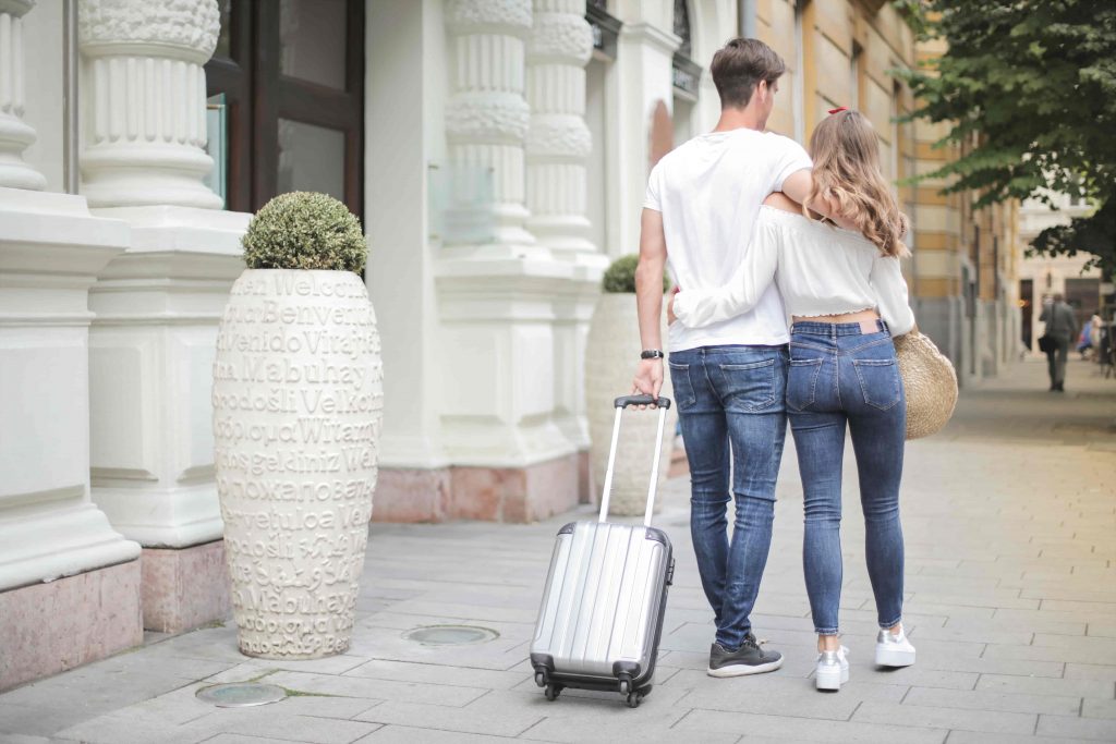 Young couple walking