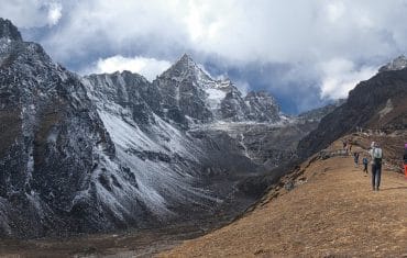 People trekking in the Nepal Himalayas