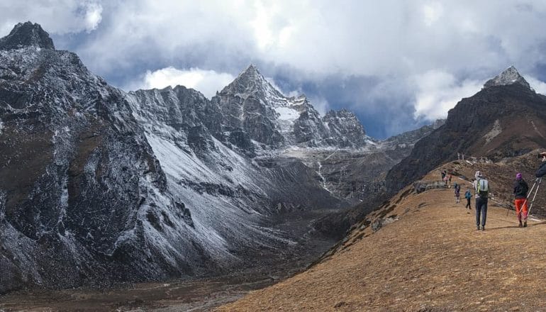 People trekking in the Nepal Himalayas